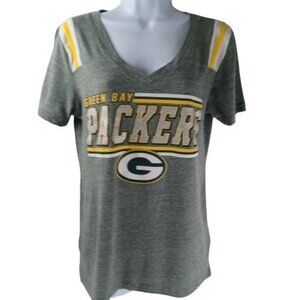 NFL Team Green Bay Packers Tee V-Neck Short Sleeve T-Shirt WM's Size M Soft Gray